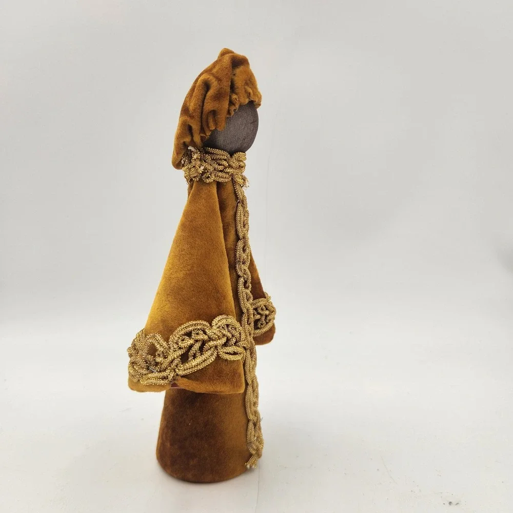 Handmade Vintage Velvet Three Wise Men  Upcycled Thread Cone Figures Atlantic